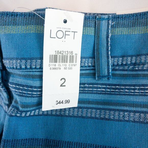 LOFT Striped Blue Green White Mini Shorts Womens Size 2 - Picture 11 of 12